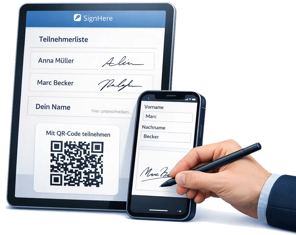 Digitale Unterschriftenliste